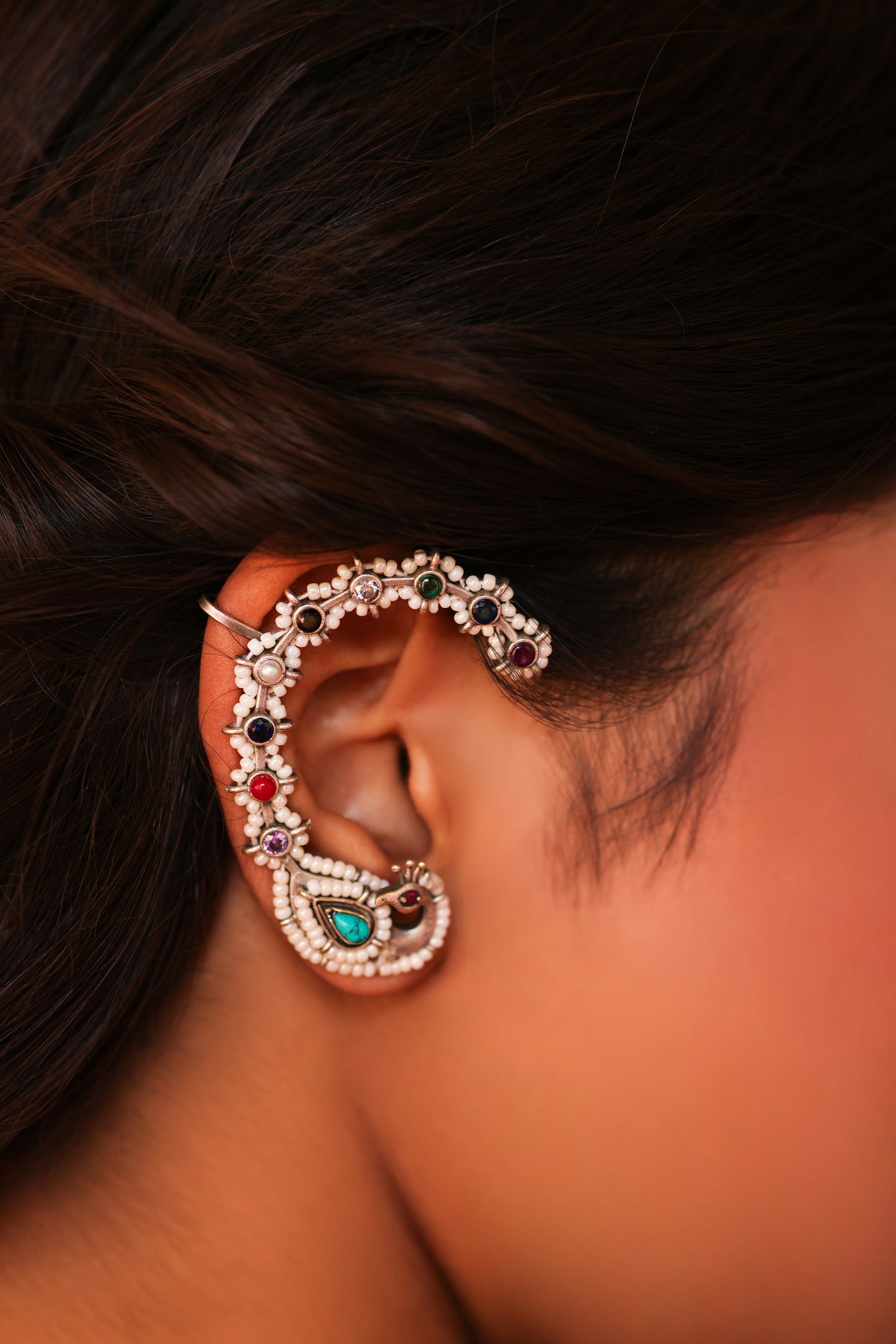 Floral Mirage Peacock Earcuff