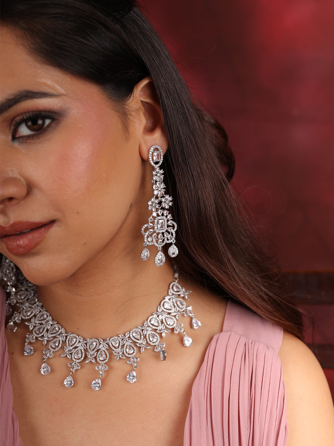 Crystal Bloom AD Necklace Set