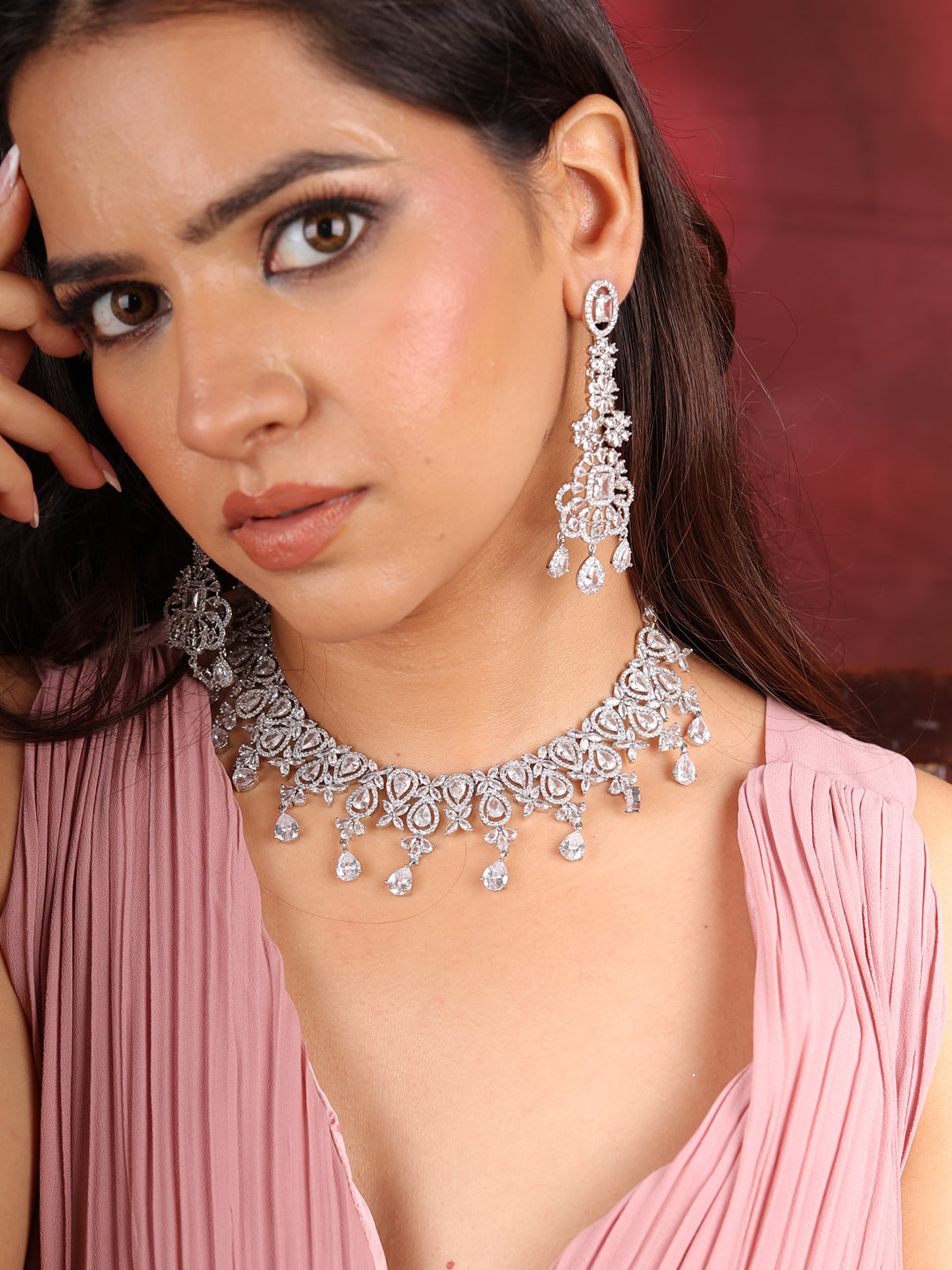 Crystal Bloom AD Necklace Set