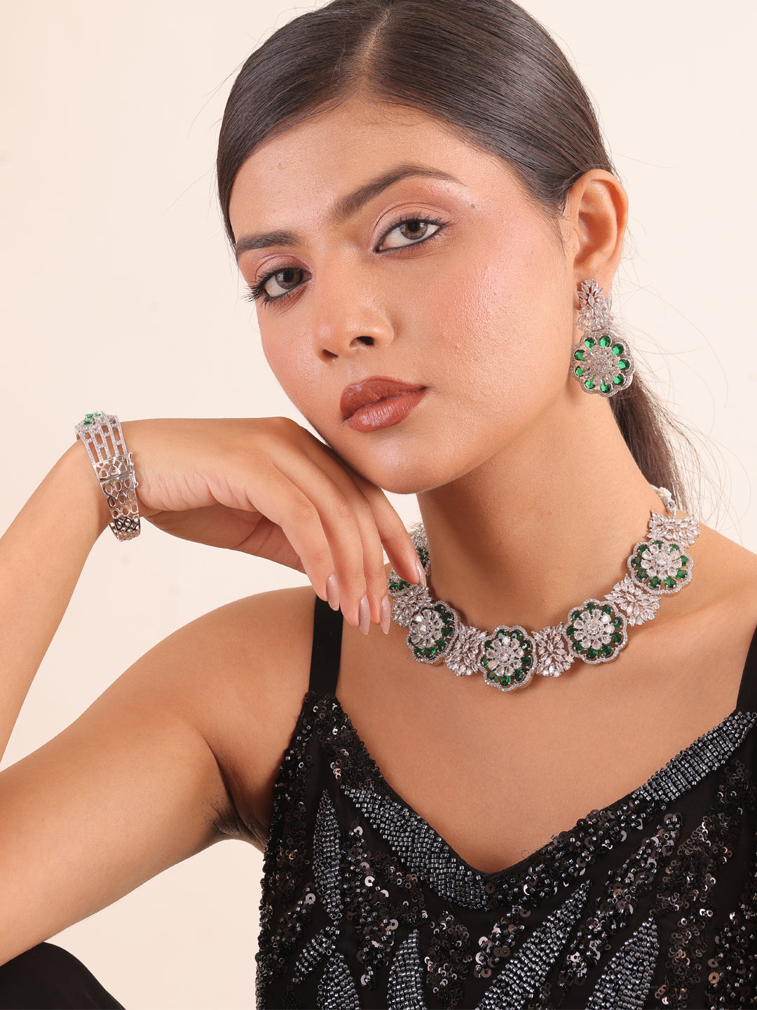 Emerald Blossom AD Jewelry Set