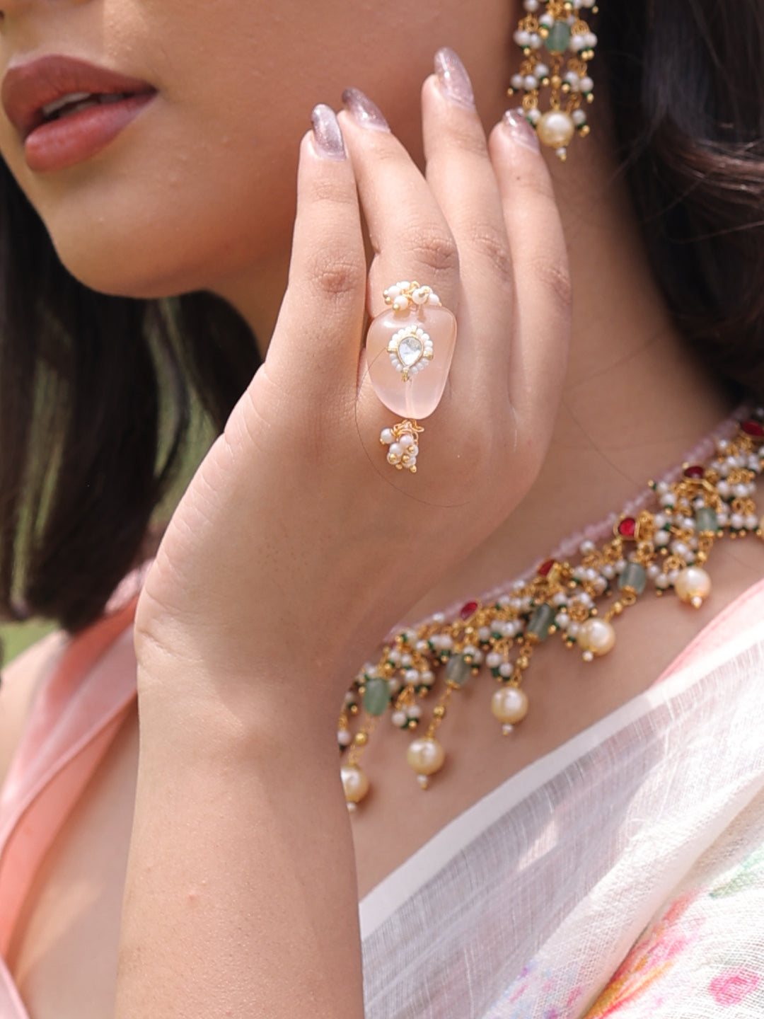 Elise Dusky Bloom Pink Stone Ring