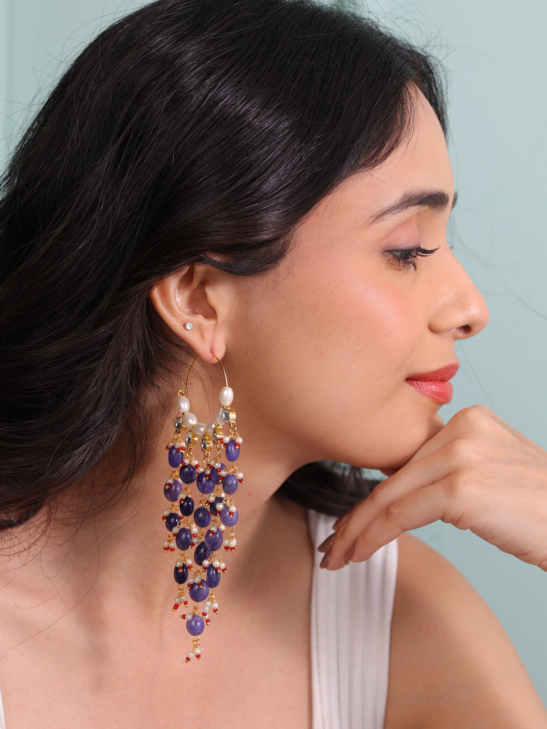 Aaraya Radiant Quartz Kundan Timeless Elegance Earrings