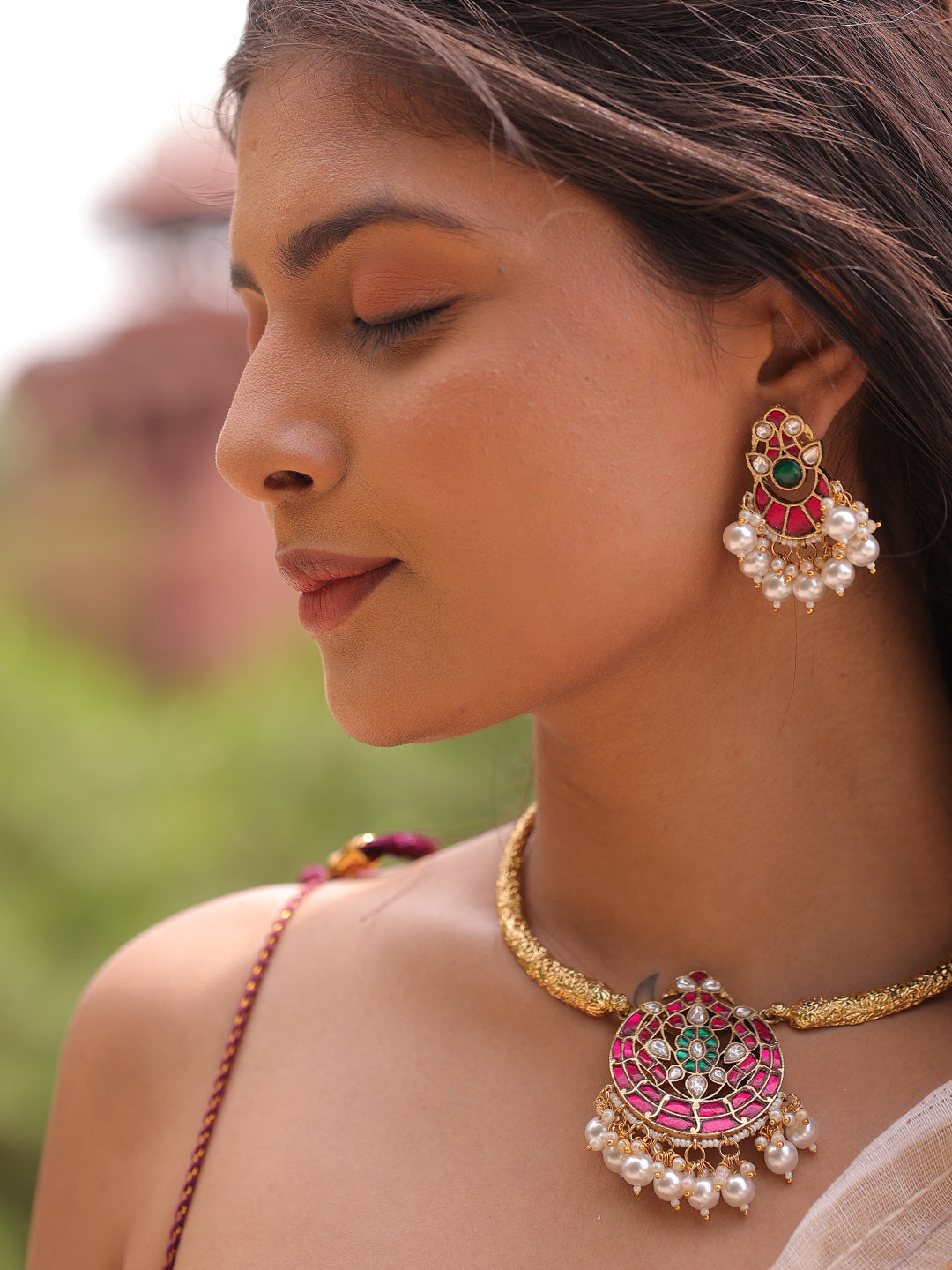 Aarini Ethereal Pink Aura Kundan Majesty Necklace Set