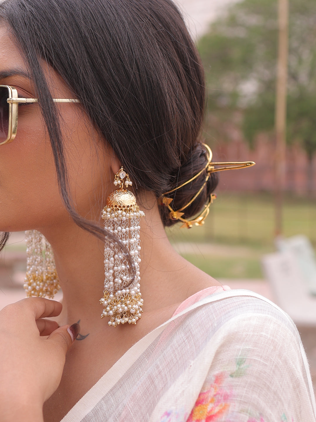 Divyana Eternal Allure Pachi Kundan Cascading Jhumkas