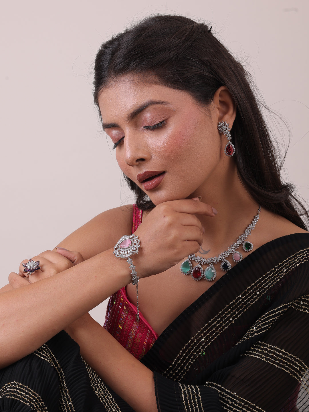 Prismatic Glow AD Jewelry Set