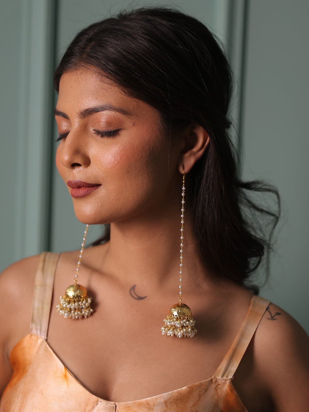 Anvika Lumina Pearl-Enchanted Cascading Jhumkas