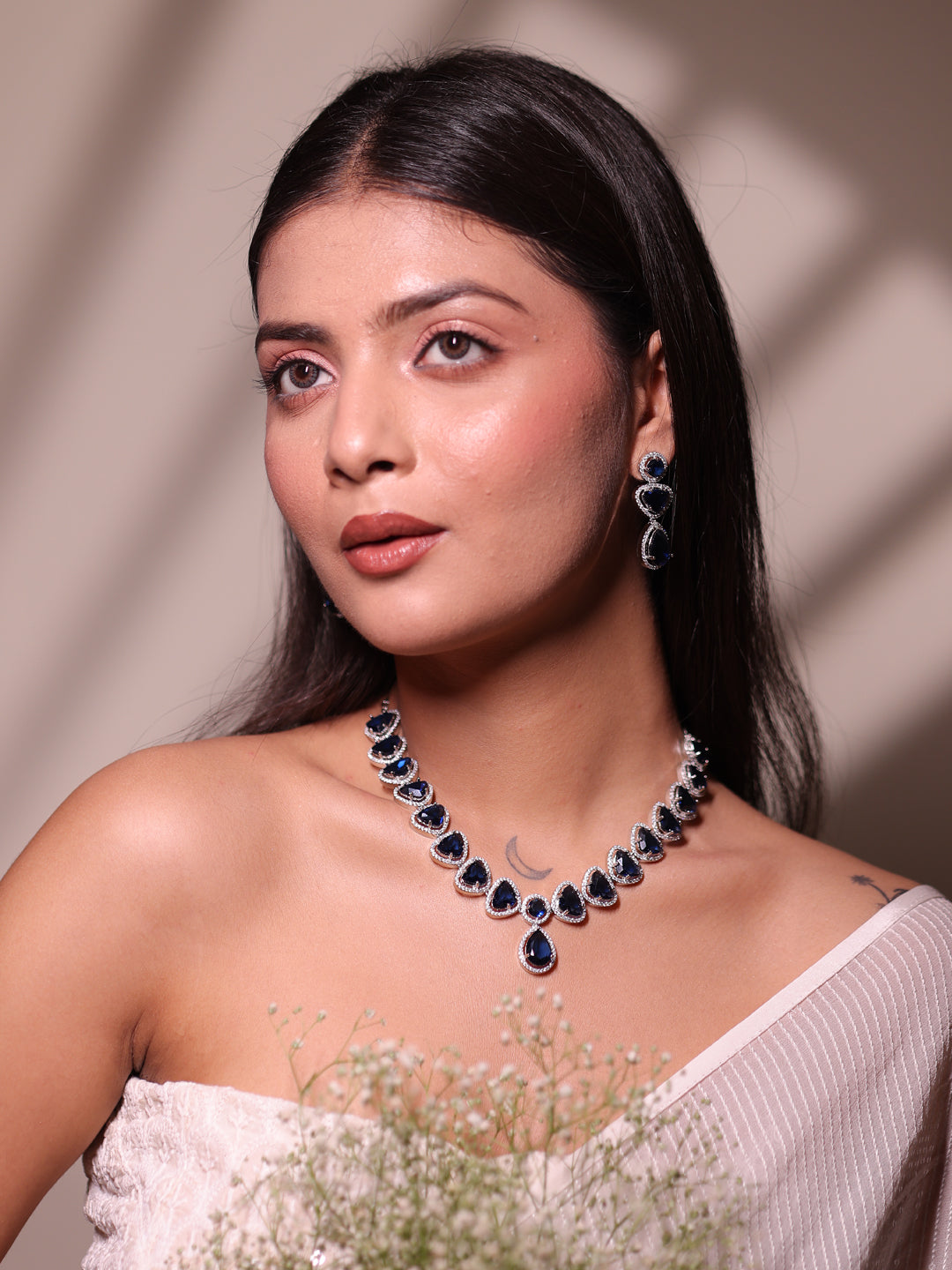 Sapphire Glow AD Necklace Set