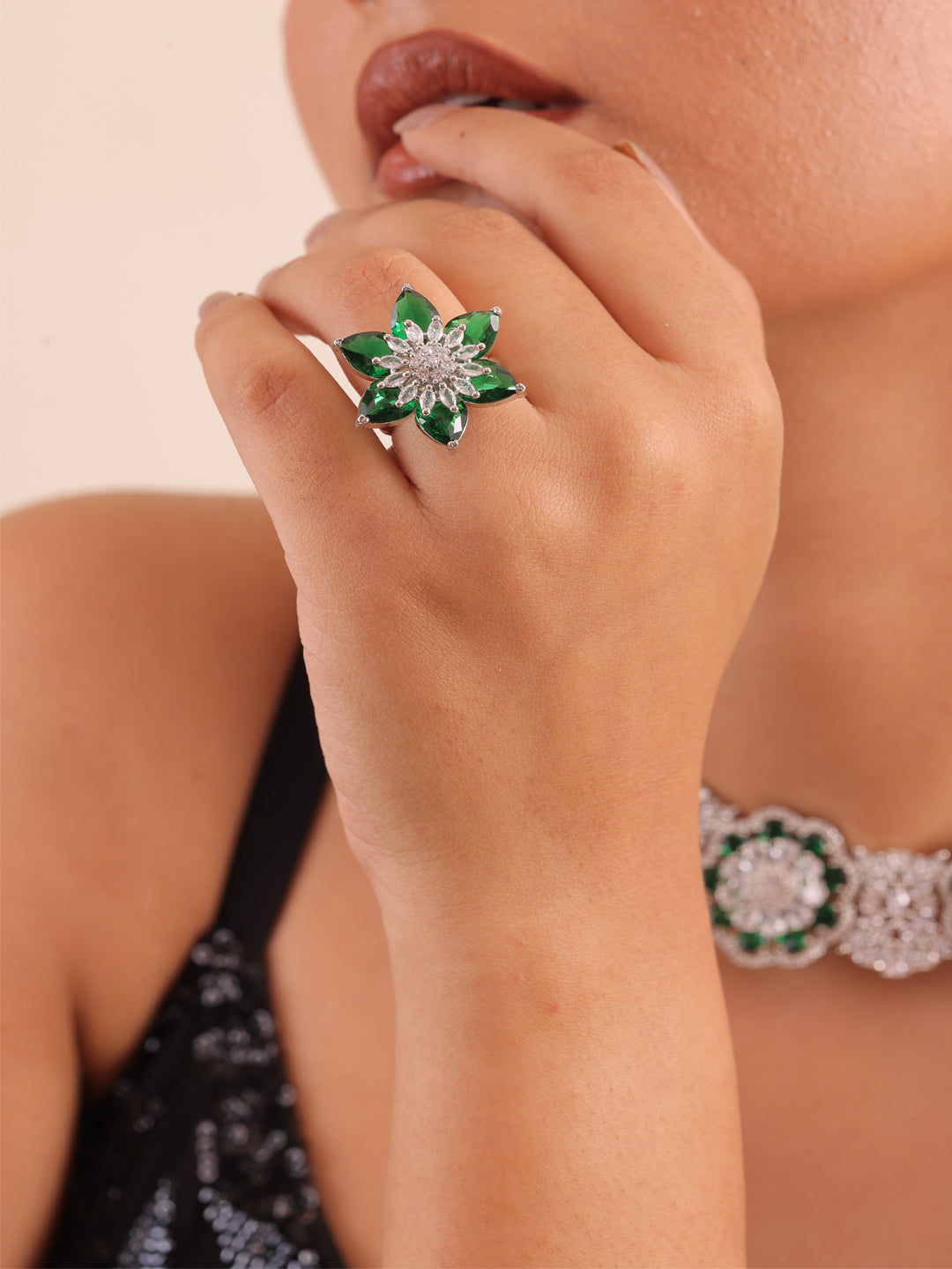 Emerald Petal AD Ring