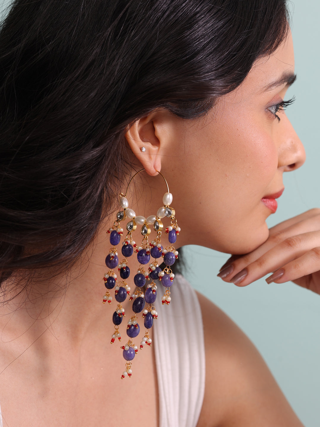 Aaraya Radiant Quartz Kundan Timeless Elegance Earrings