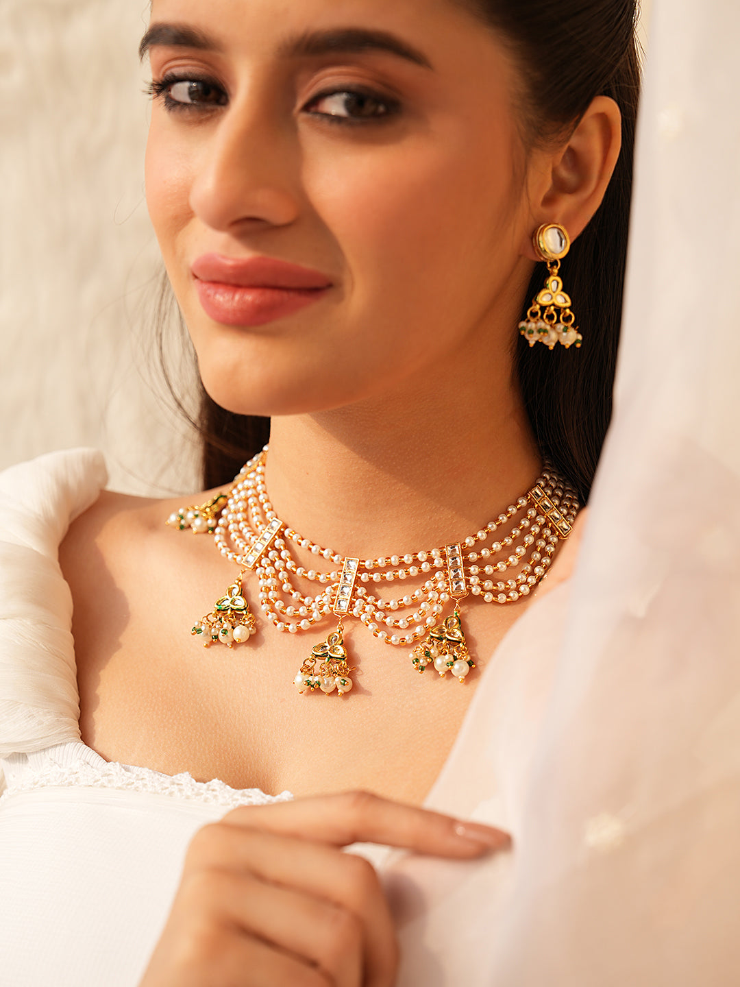 Opulent Pearl & Kundan Necklace Set
