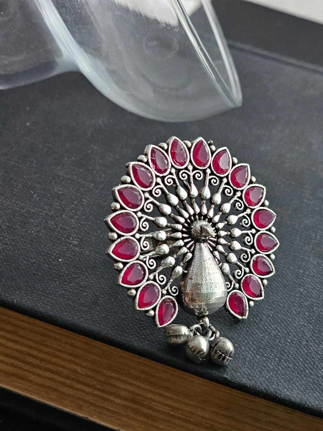 Anvika Majestic Regal Ruby Peacock Adornment Ring
