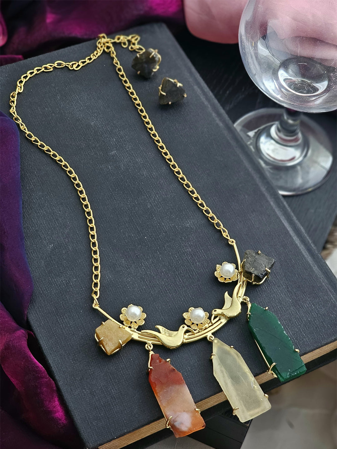 Ishani Luminous Trio Monalisa Necklace Set