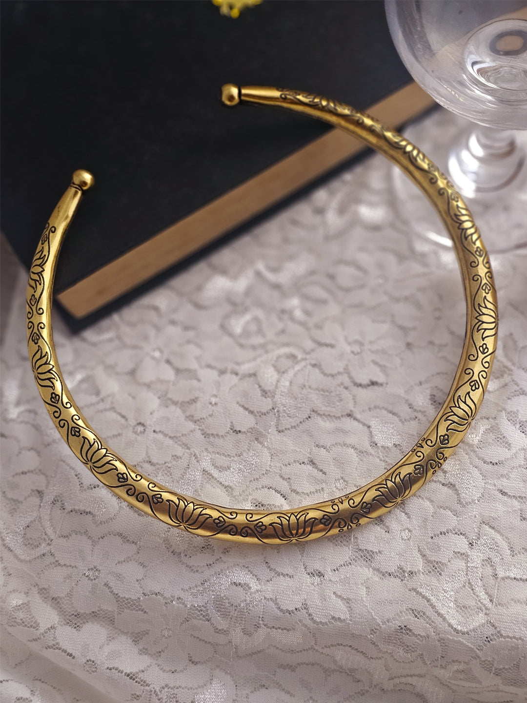 Meghana Gilded Lotus Hasuli Necklace