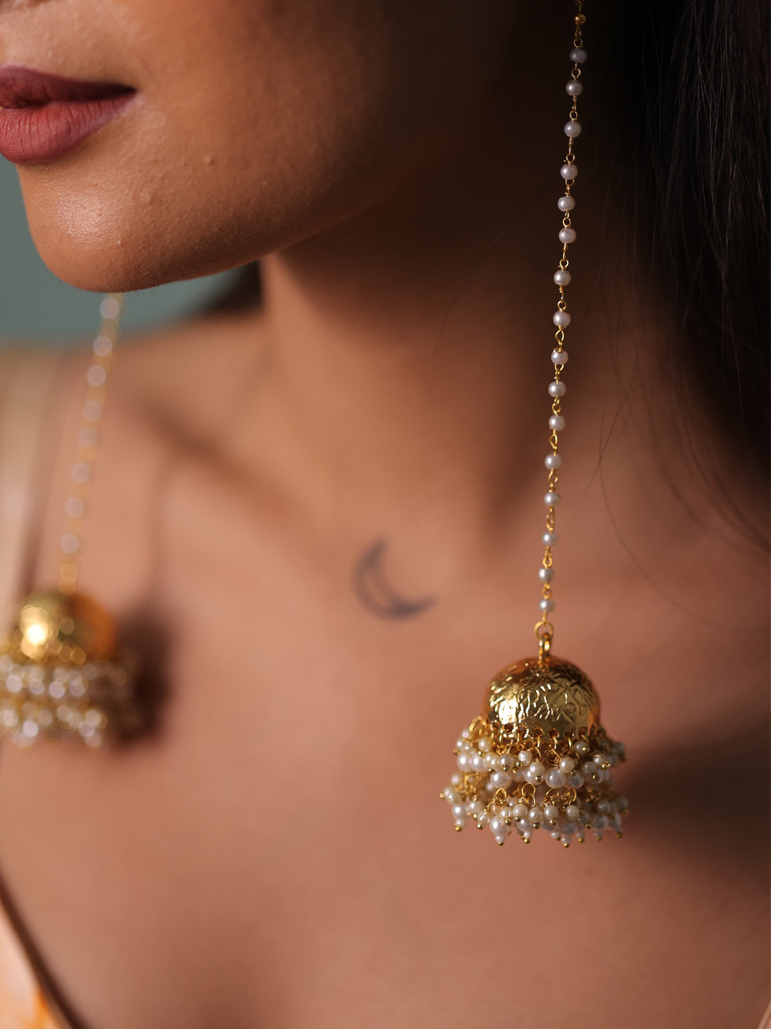 Anvika Lumina Pearl-Enchanted Cascading Jhumkas