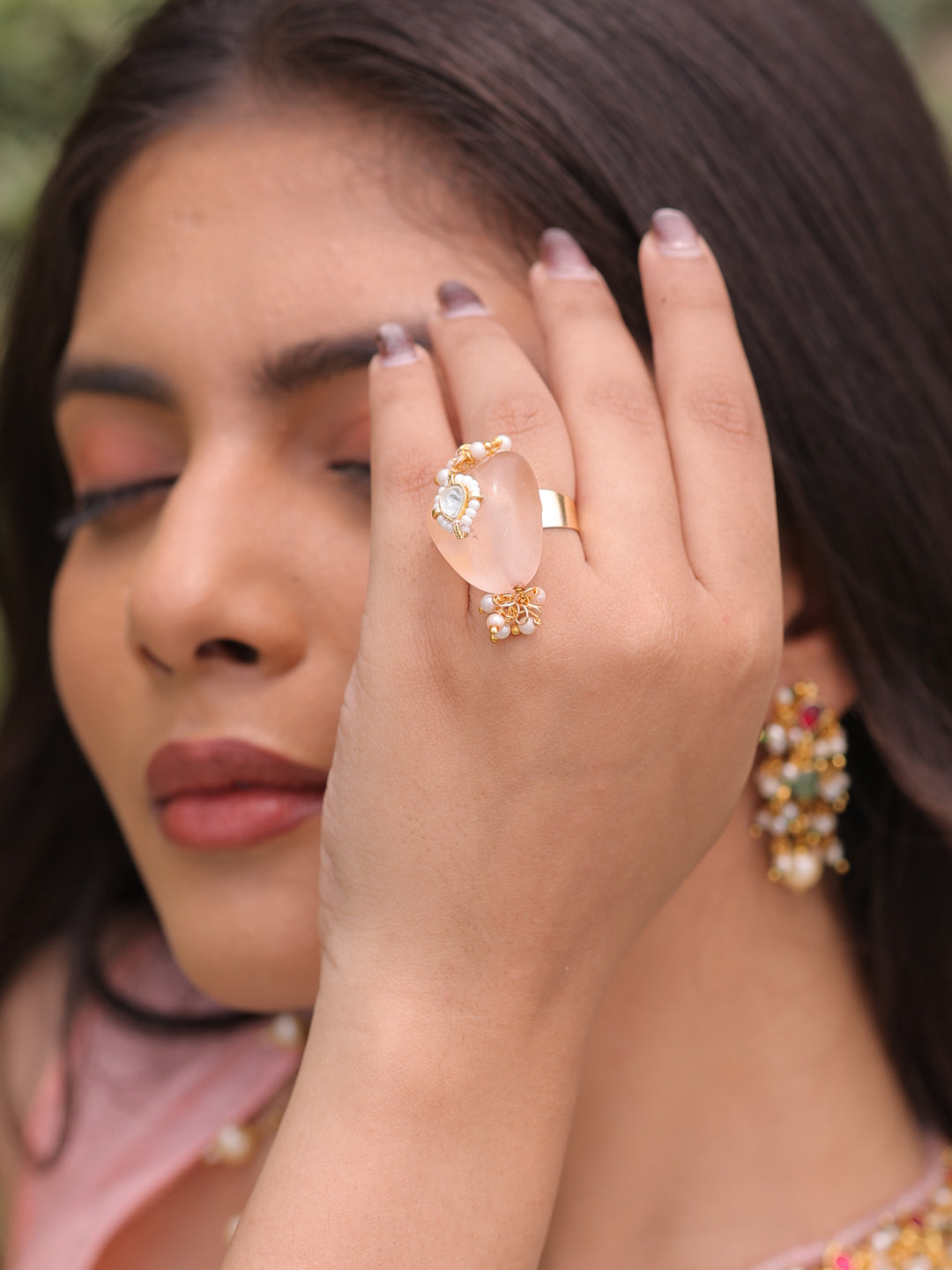 Elise Dusky Bloom Pink Stone Ring