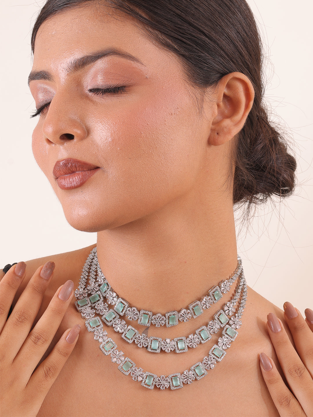 Mint Blossom AD Necklace Set