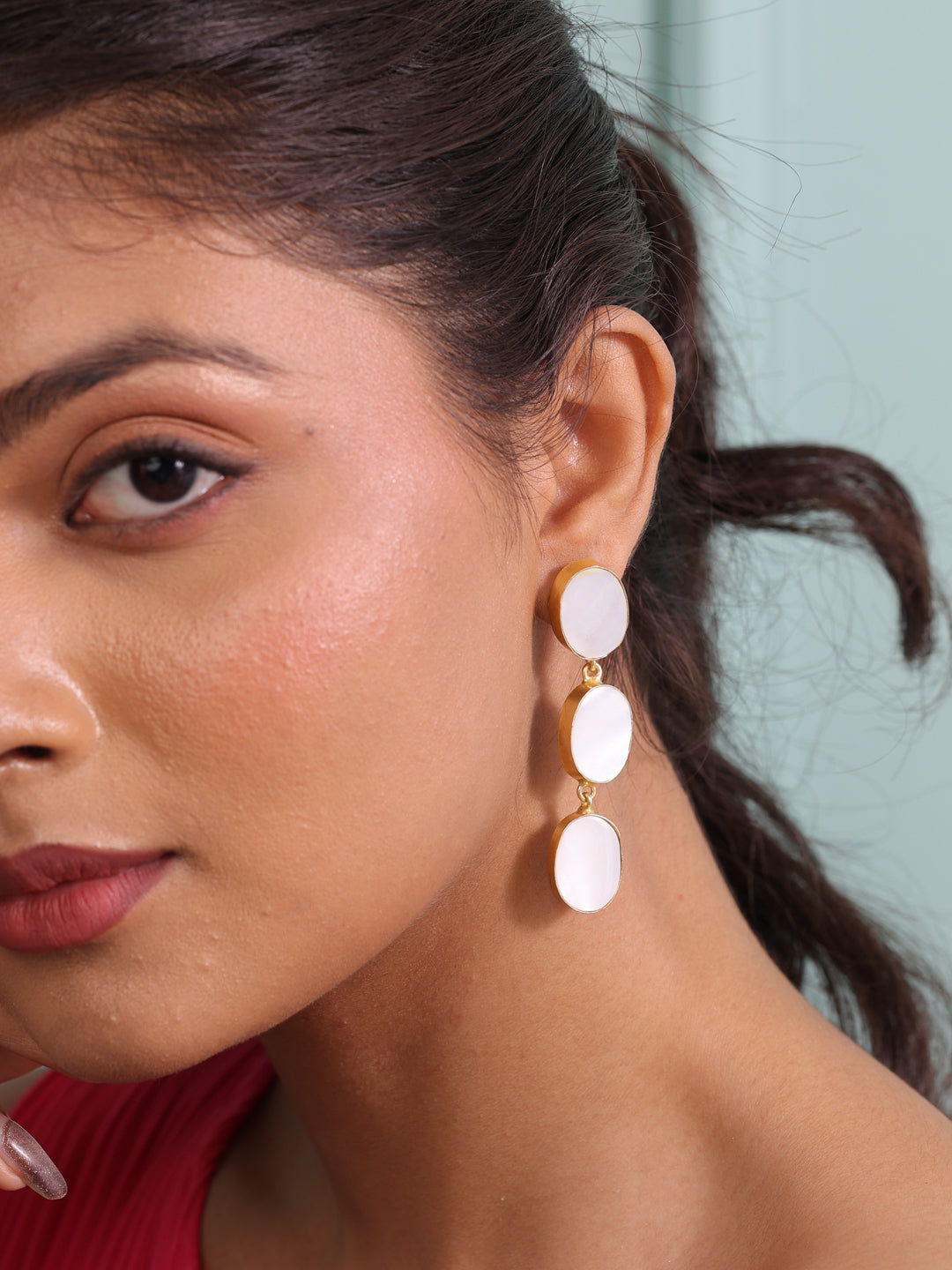 Elara Luminescent Mother of Pearl Majestic Dangler Earrings