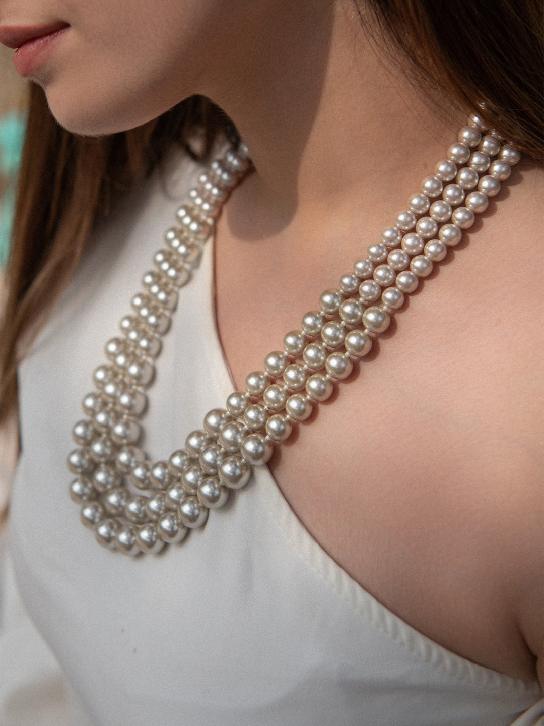 Tisya Triple Pearl Strand Necklace