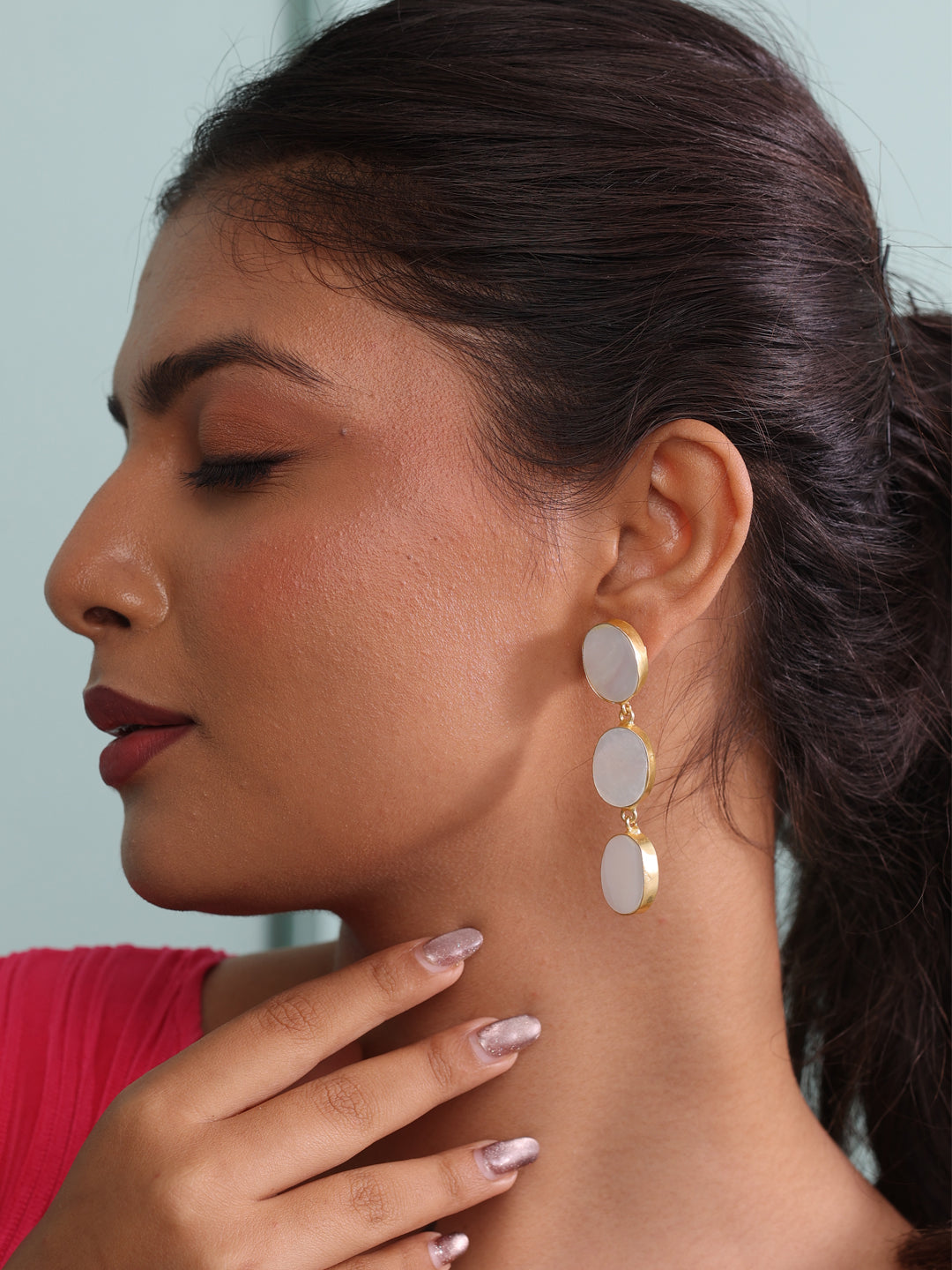 Elara Luminescent Mother of Pearl Majestic Dangler Earrings
