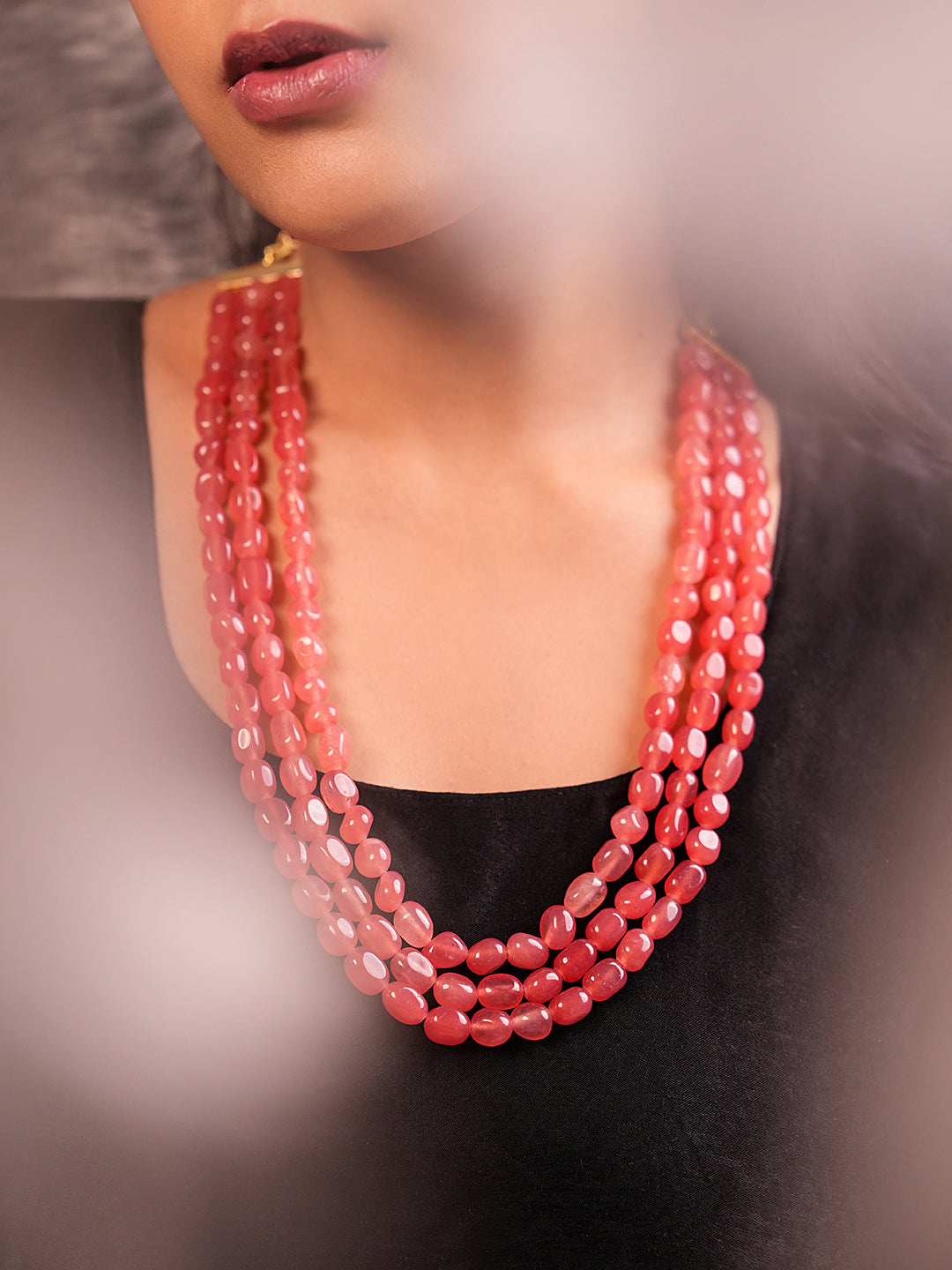 Blush Blossom Luxe Pink Quartz Stone Necklace