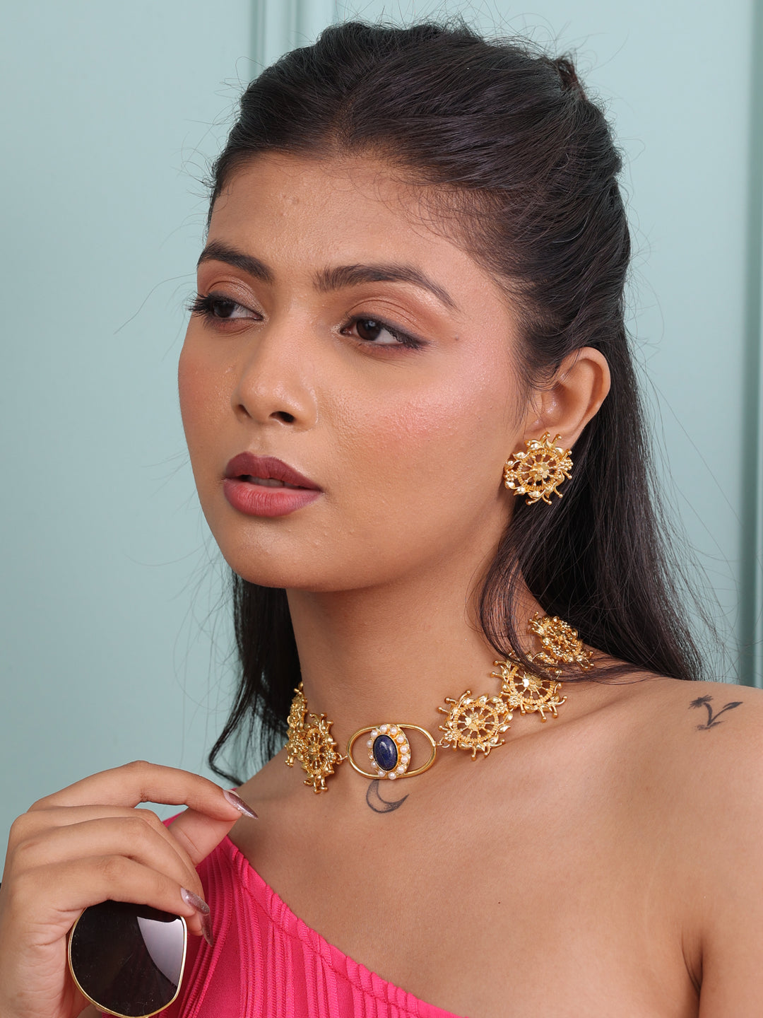 Samaira Radiant Golden Blush Harmony Necklace Set