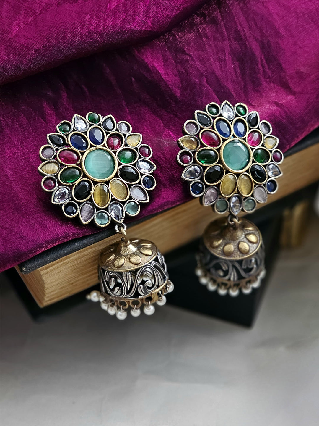 Multicolor Monalisa Jhumka Earrings