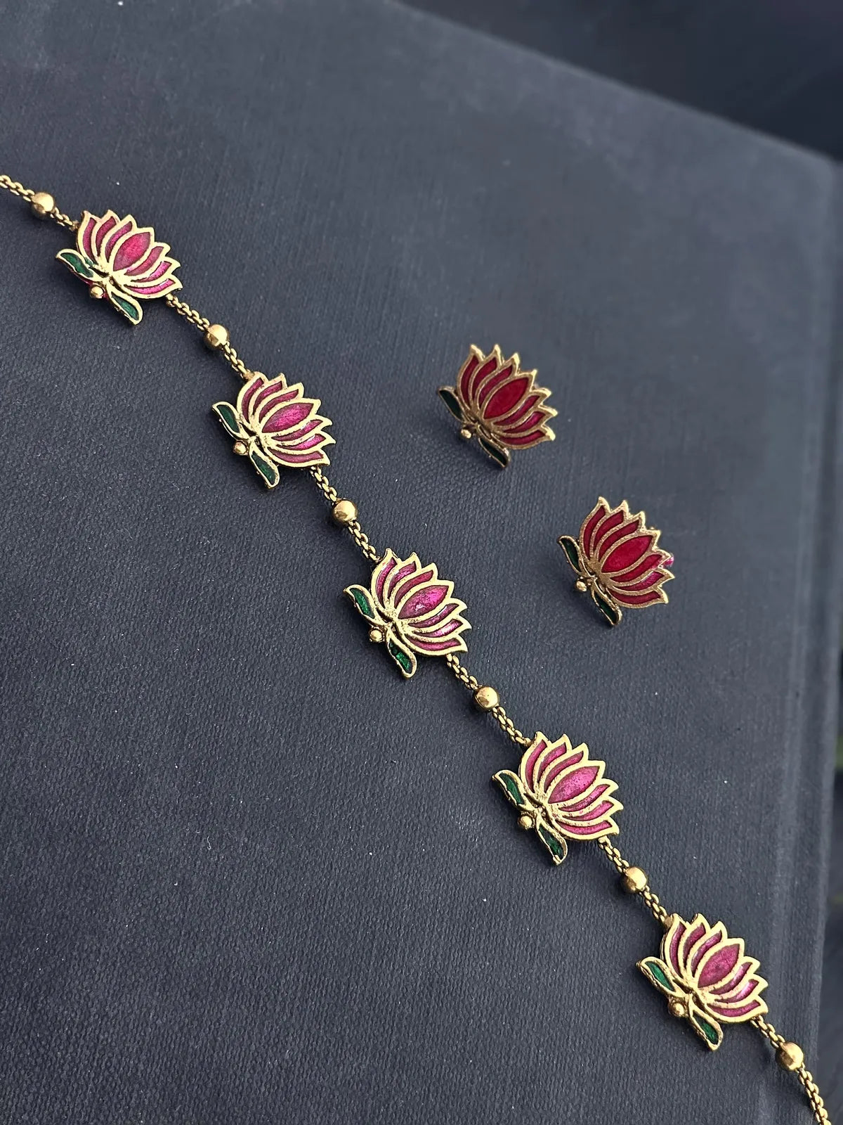 Padmavati Lotus Bloom Meenakari Choker Necklace Set