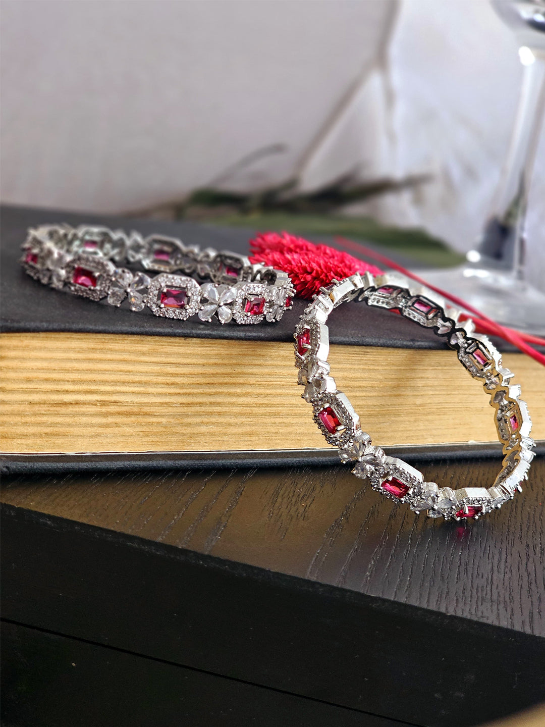 Anvika Ruby Serenade Bangles Of Regal Allure