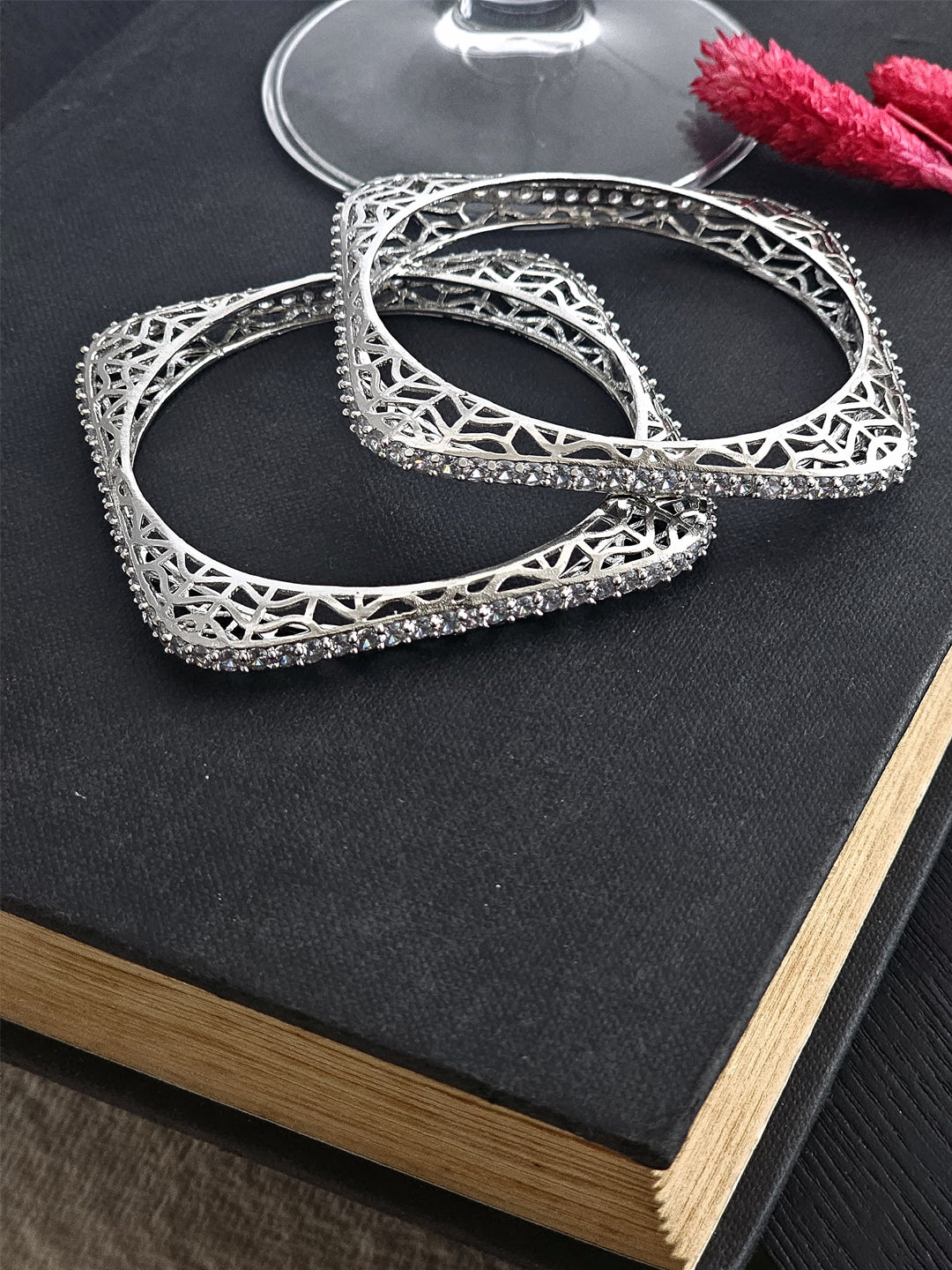 Celestara Glacier Sparkling Radiance American Diamond Bangles