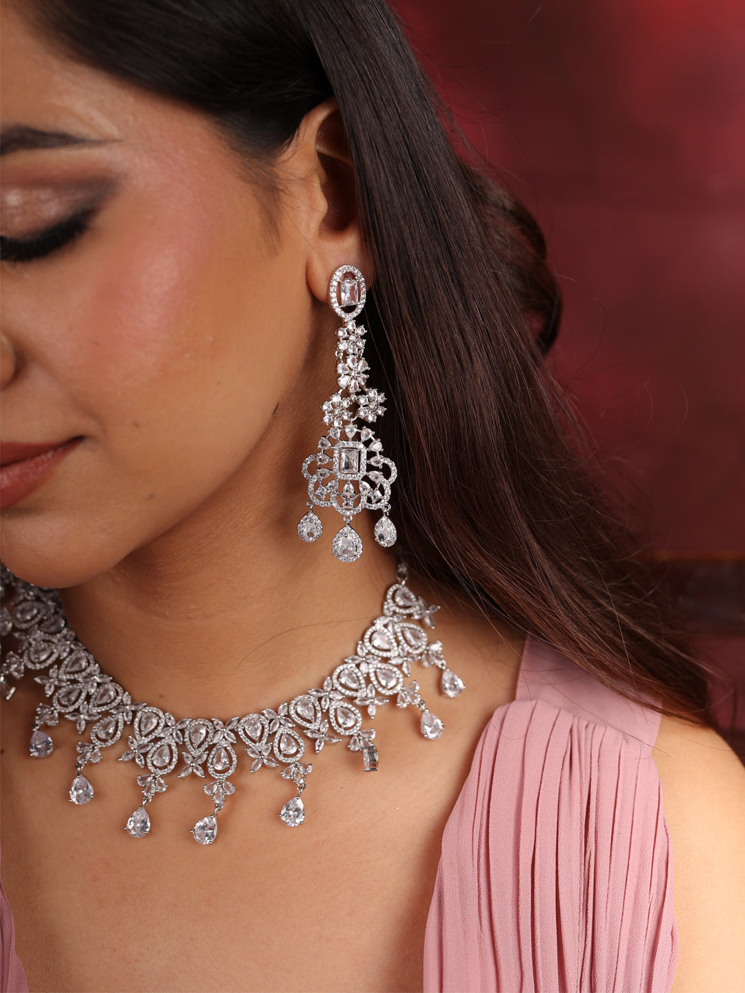 Crystal Bloom AD Necklace Set