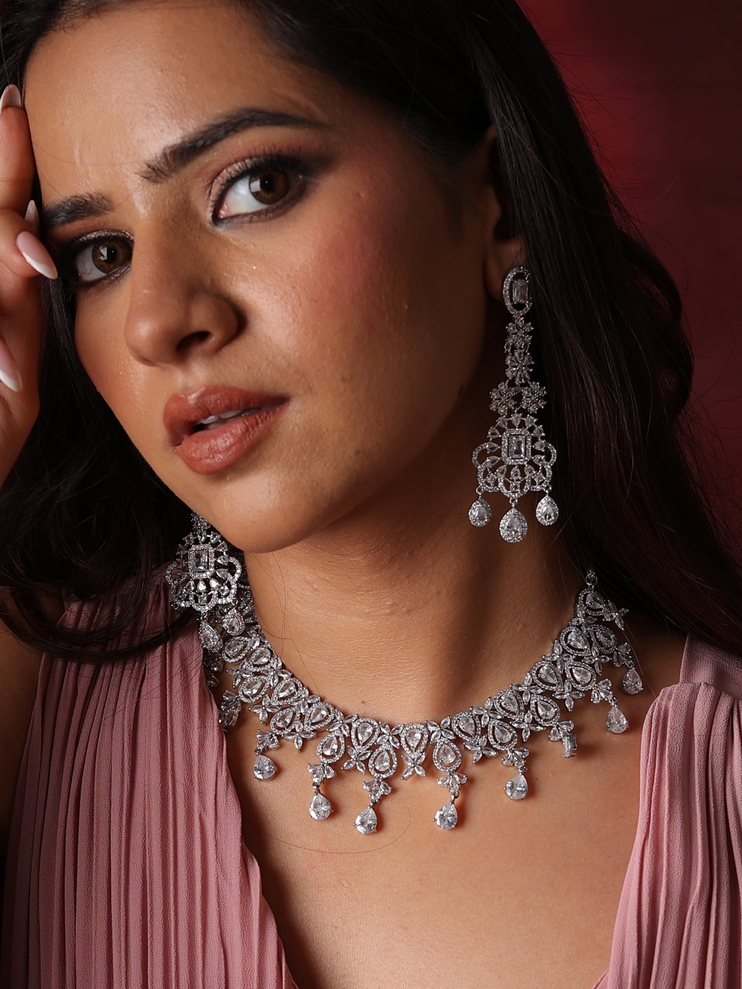 Crystal Bloom AD Necklace Set