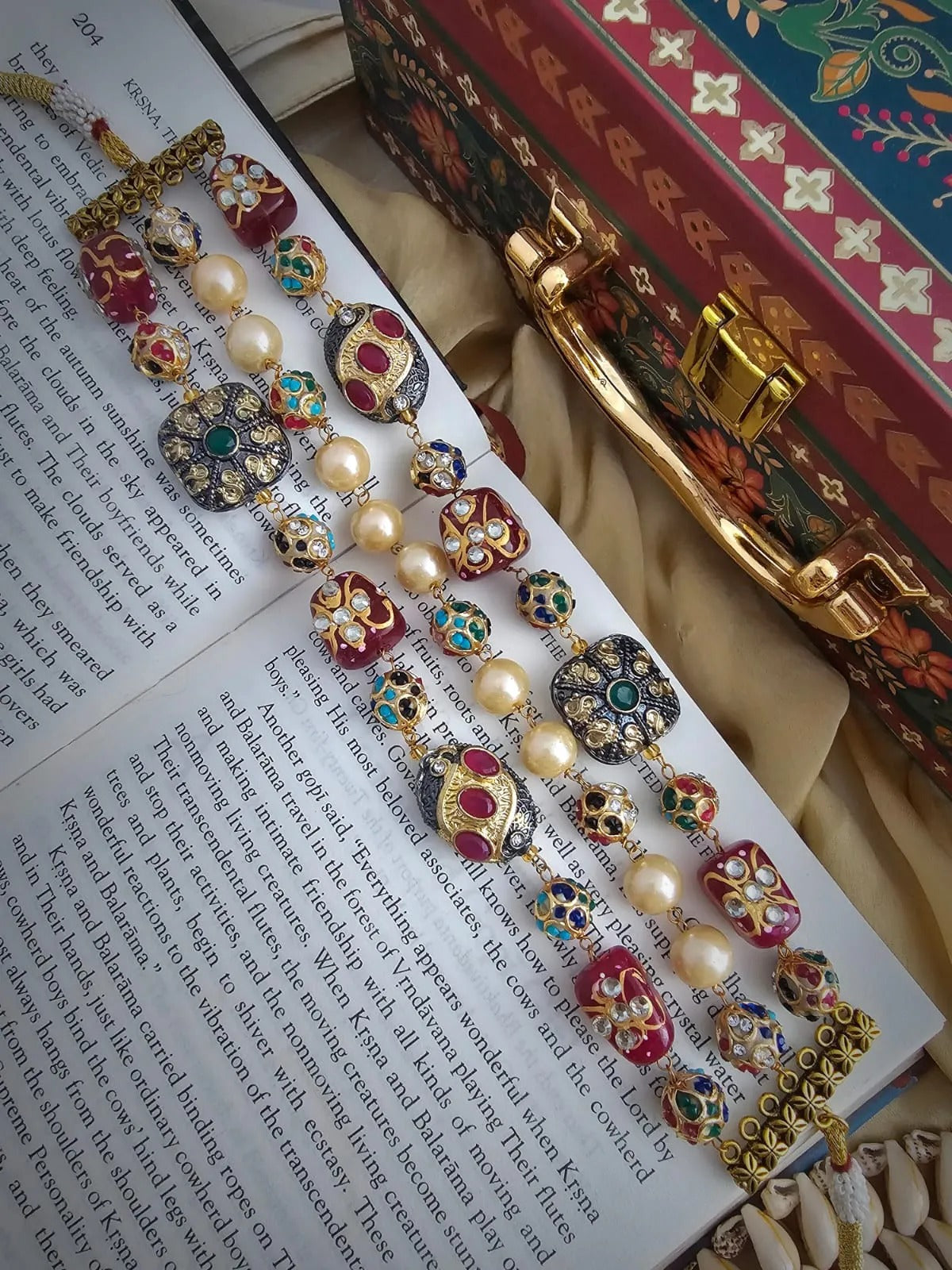 Gold Plated Kamini Red Beaded Choker