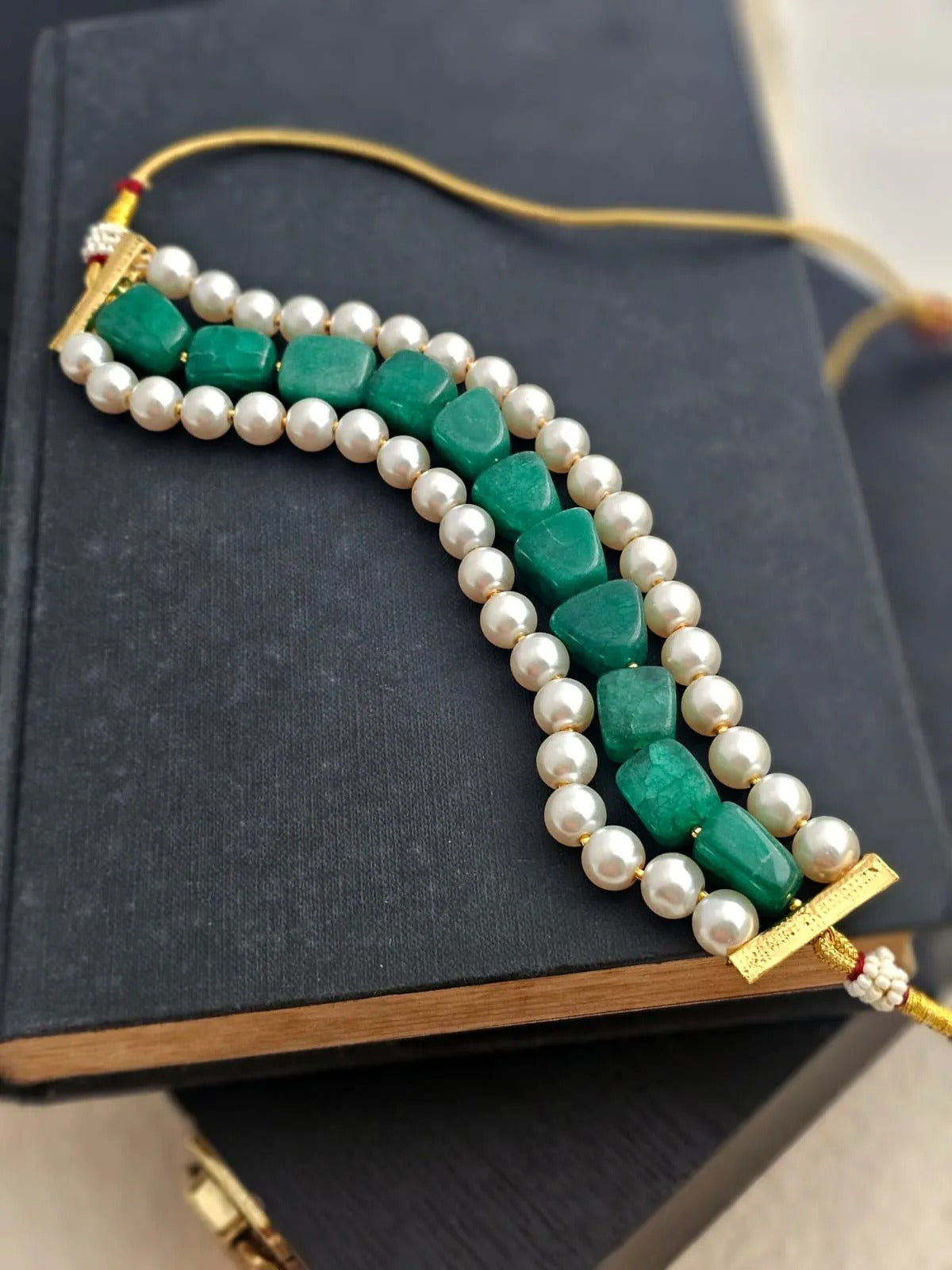 Arisha Pearl And Emerald Quartz Choker Set
