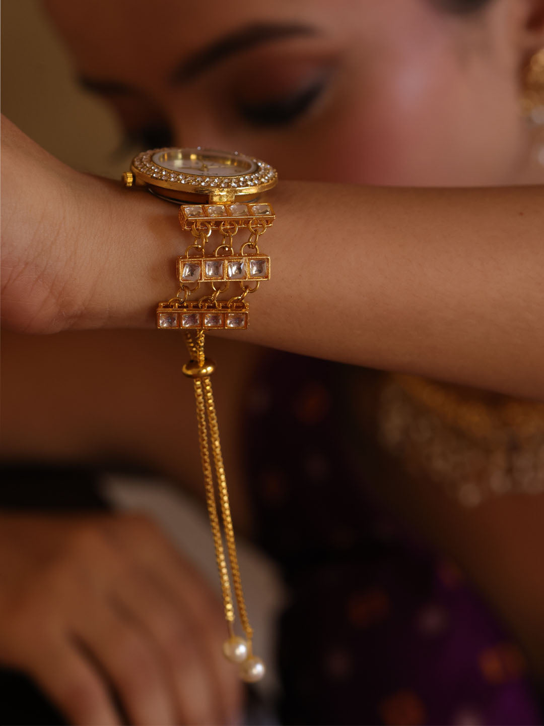 Kundan Elegance Bracelet Watch