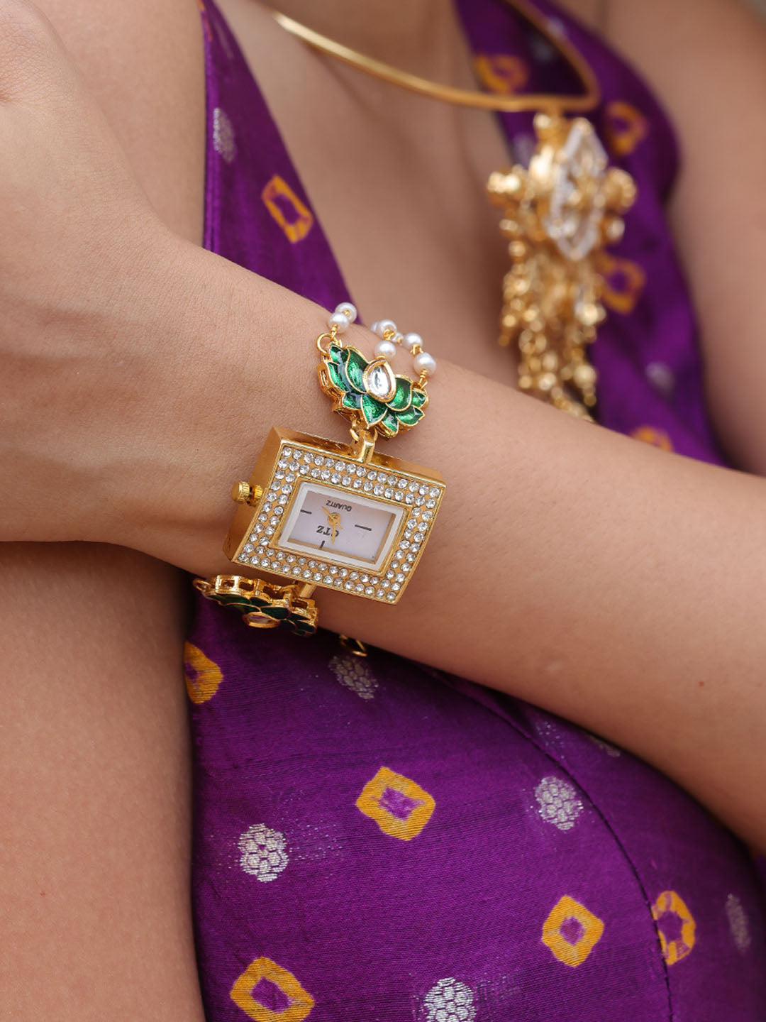 Lotus Glow Square Dial Watch