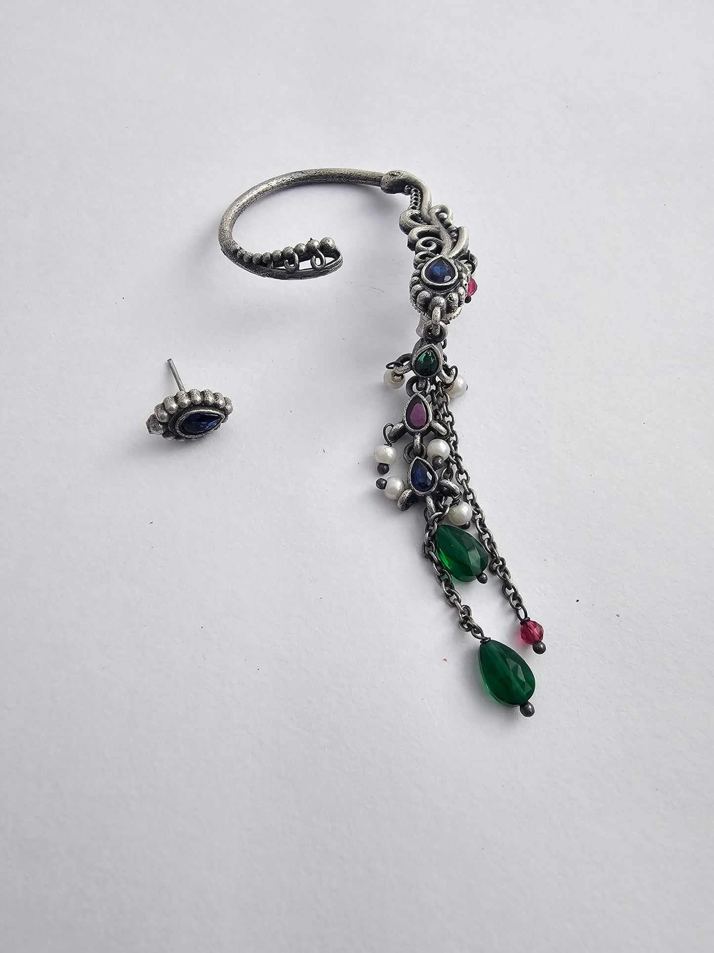 Binnis wardrobe german silver multicolour antique karnful earring