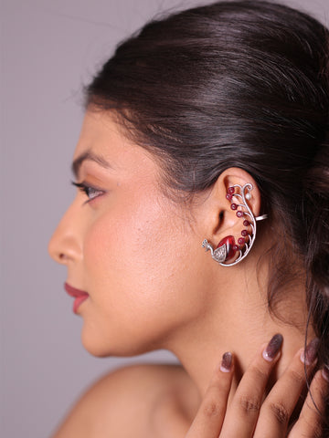 Samaira Peacock Royale Gemstone Bloom Earcuff