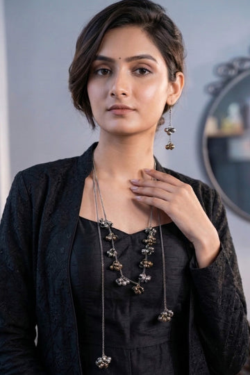 Looma Dual Tone Scarf Style Necklace Set