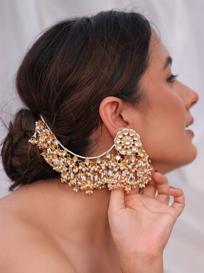 White Serenity Eternal Pachi Kundan Earchain