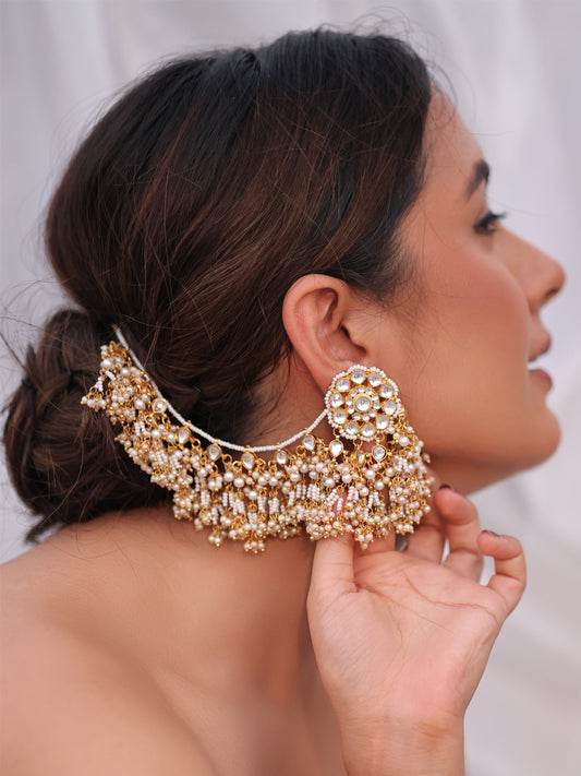 White Serenity Eternal Pachi Kundan Earchain
