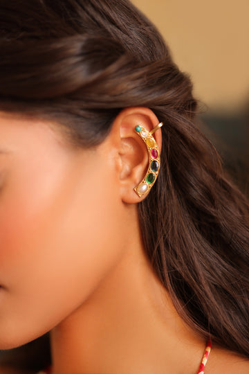 Luna Multi-Gem Gold Earcuffs