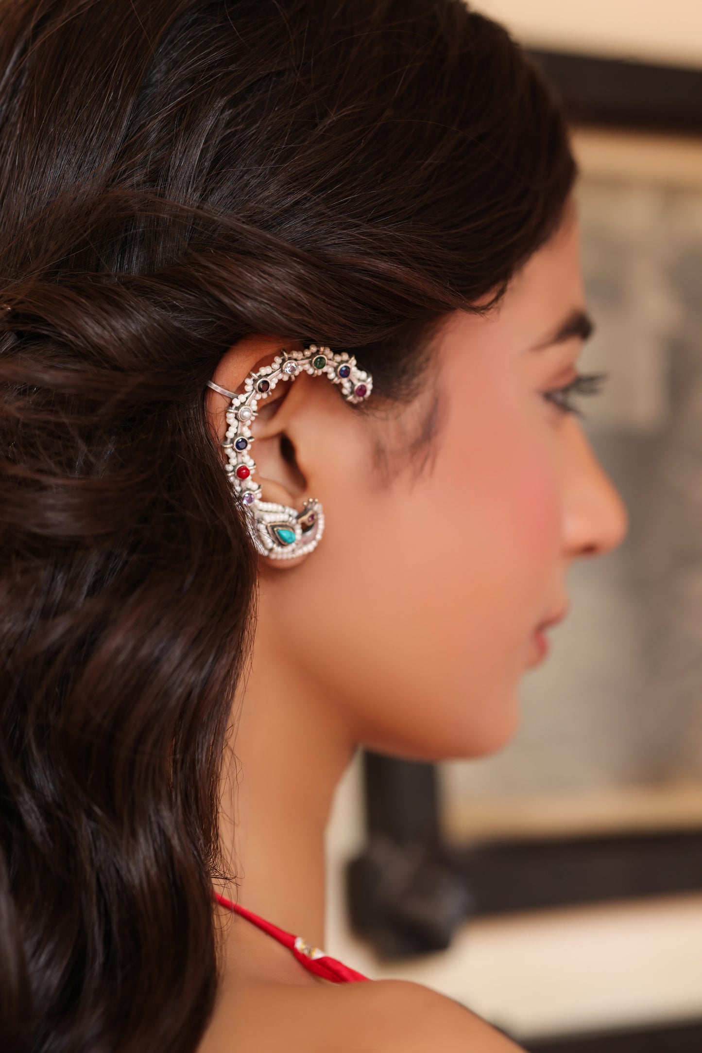 Floral Mirage Peacock Earcuff