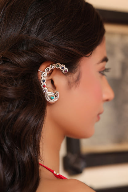 Floral Mirage Peacock Earcuff