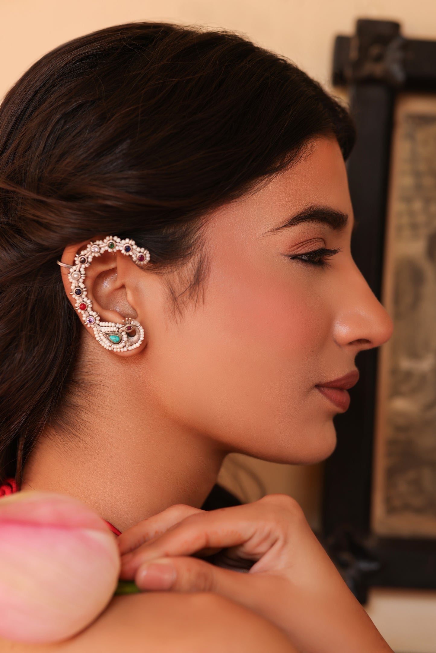 Floral Mirage Peacock Earcuff