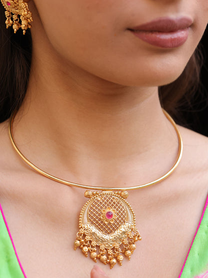 Ruby Glow Hasuli Pendant