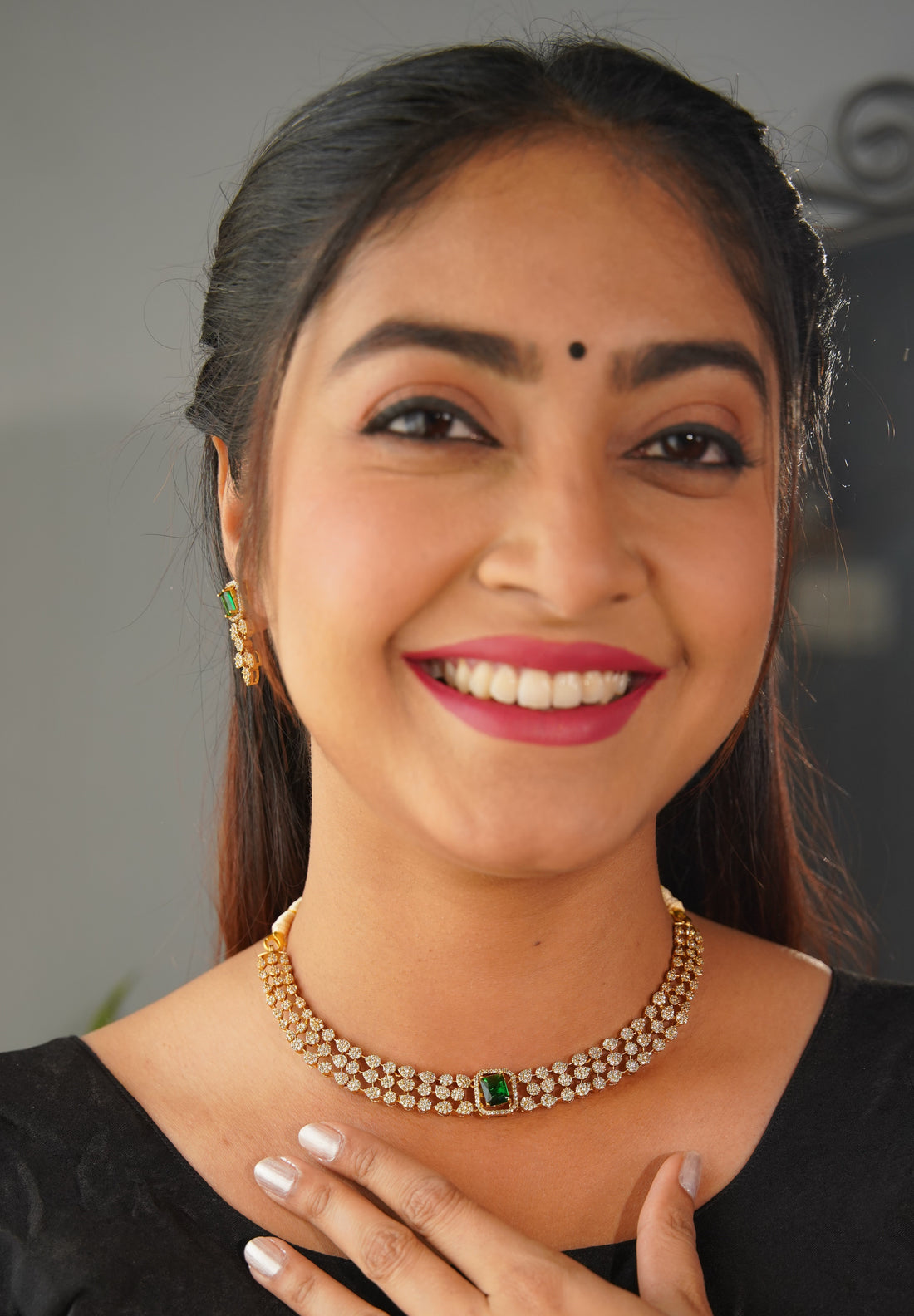 Binnis Wardrobe Zaira Gold-Toned Necklace Set with Replaceable Kundan Stones