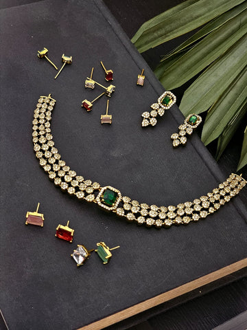 Binnis Wardrobe Zaira Gold-Toned Necklace Set with Replaceable Kundan Stones