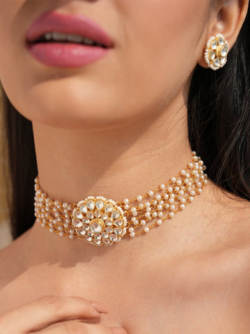 Talia Multi-Strand Kundan Flower Choker Set