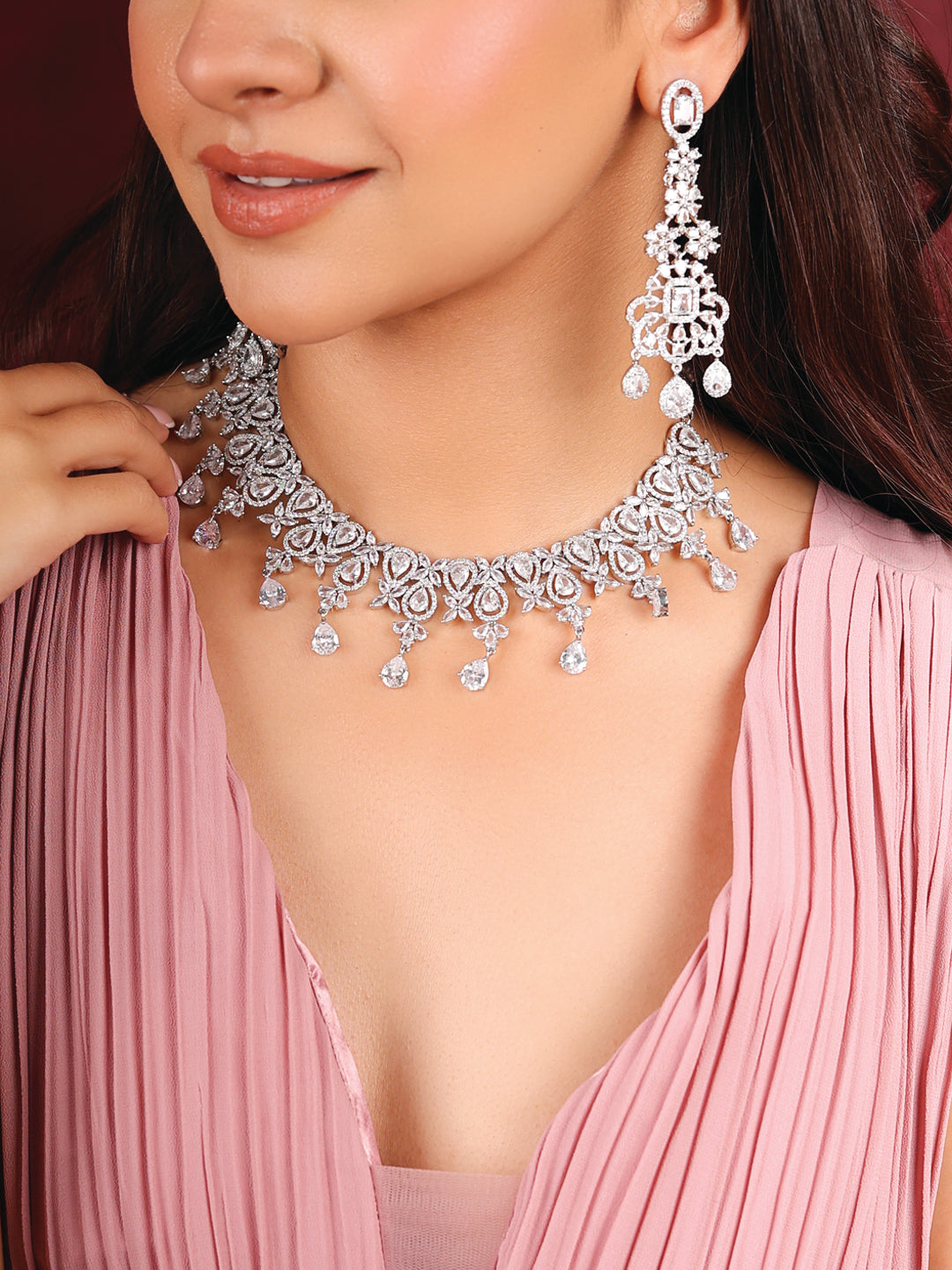 Crystal Bloom AD Necklace Set