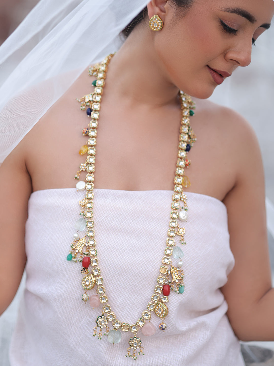 Kavya Timeless Kundan Charm Cascade Necklace Set